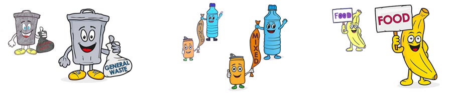 Branded character illustrations for environmental services