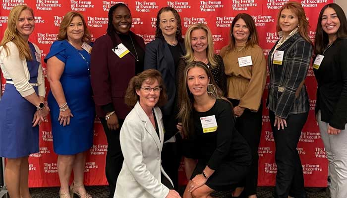 UHS Leaders attend The Forum of Executive Women Annual Leadership Event 2023 L to R (standing) Christine Emmert, Diane Hill Lieb, Taba Pickard, Michelle Carson, Mandy Rook, Jennifer Pasquale, Michelle Bryk, Maria Zangardi (front) Jane Crawford, Jennifer Diasio