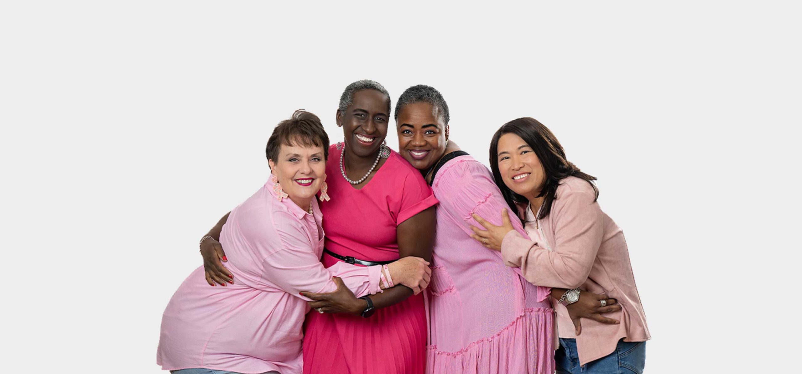 4 breast cancer survivors from Aiken Regional Medical Centers, all wearing pink shirts