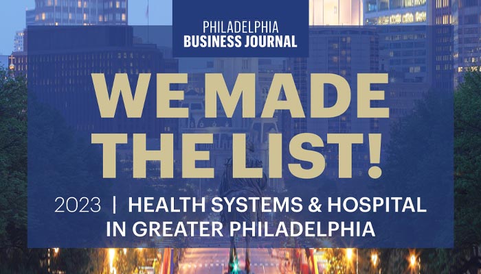 Philadelphia Business Journal Health Systems Ranking 2023