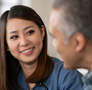 Nurse talking with patient