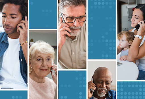 Image with several people talking on the phone