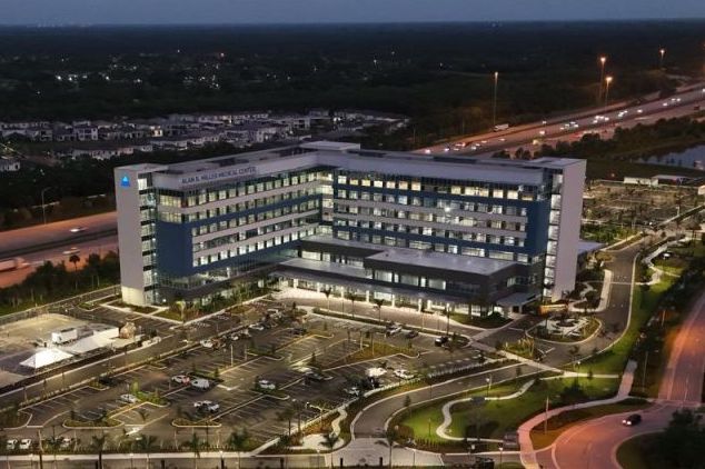 Night view of Alan B. Miller Medical Center